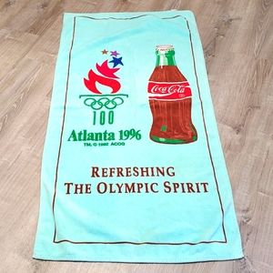 Vintage Coca-Cola Atlanta 1996 Olympic Beach Towel Cotton Rare USA